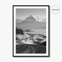 Aoraki Mount Cook Black and White Fine Art Photo Print, New Zealand, South Island
