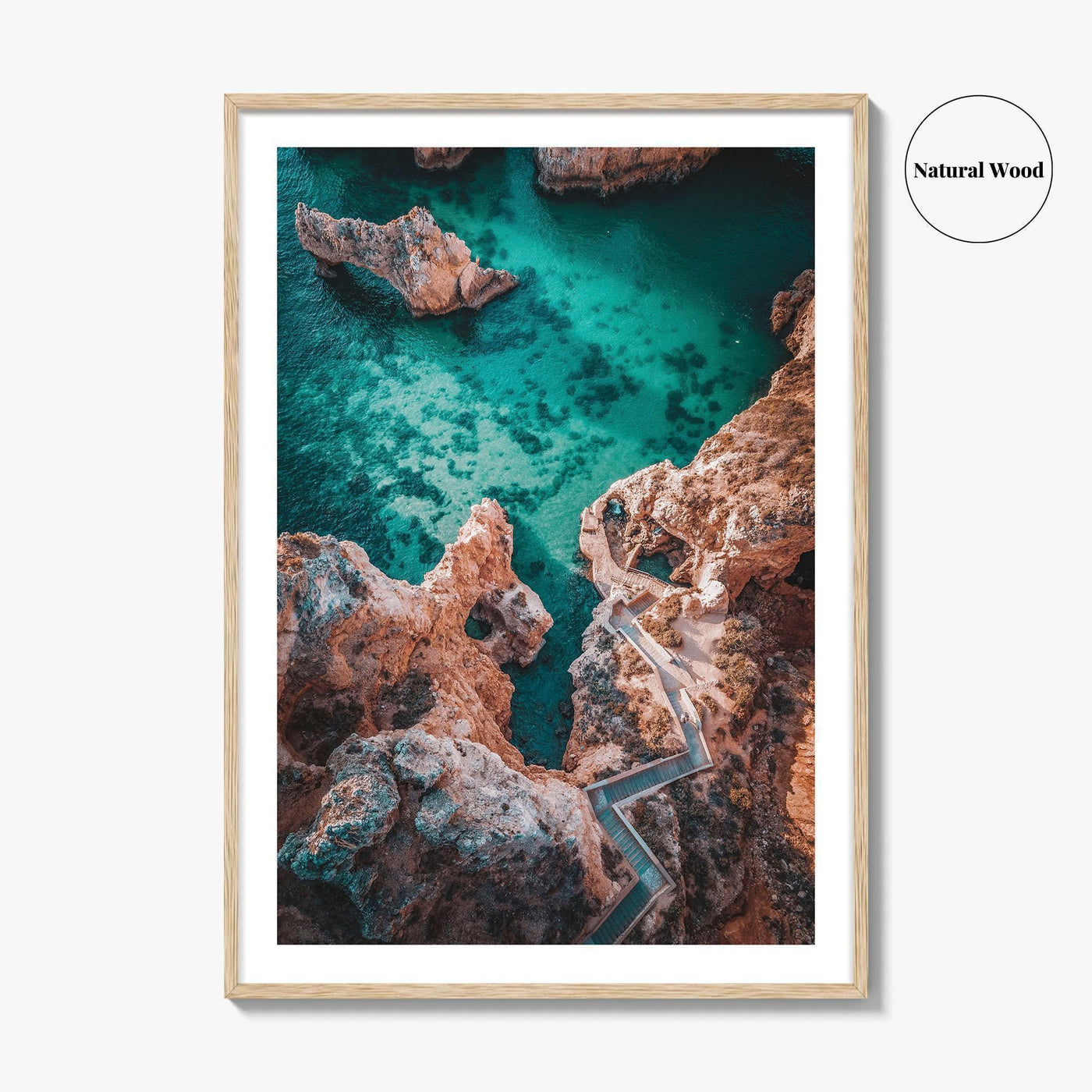 Algarve Portugal Fine Art Photo Print, Coastline Cliffs Ocean, Stairway To Sea, Poster