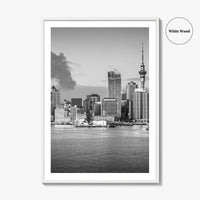 Auckland Skyline Black and White Fine Art Photo Print, New Zealand Wall Decor, Poster