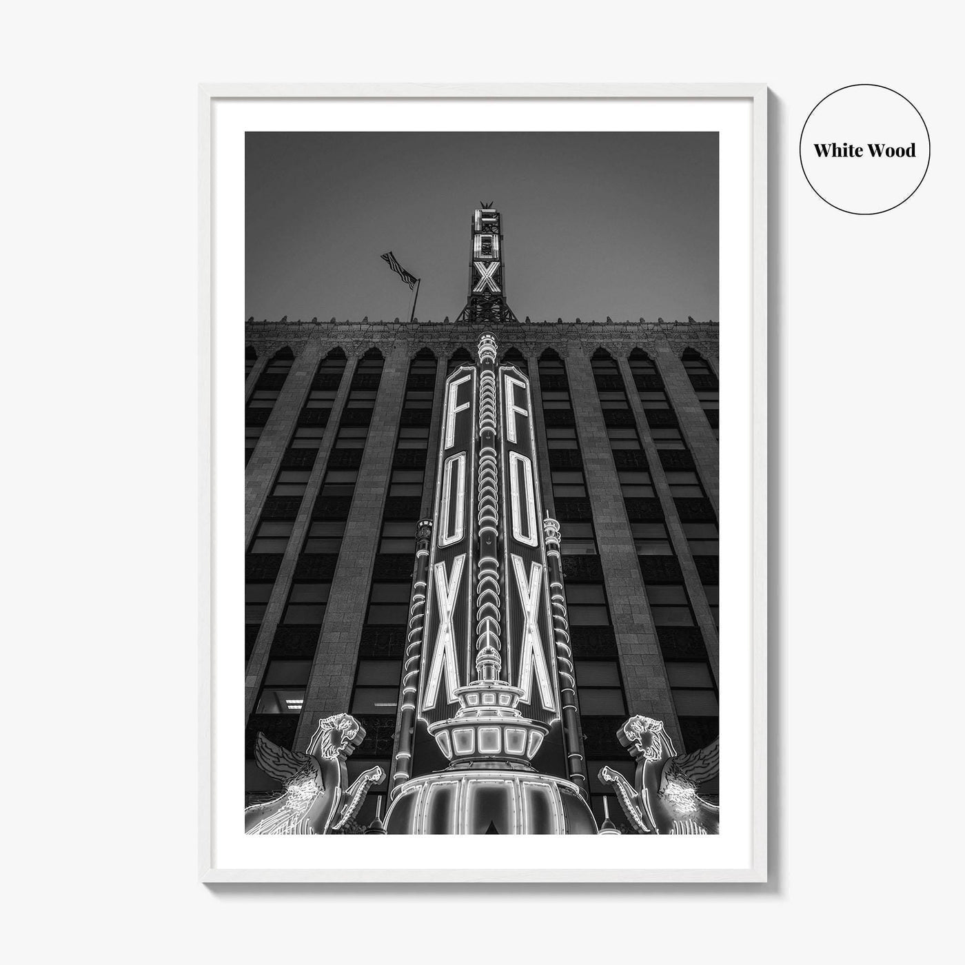 Detroit Black and White Fine Art Photo Print, Fox Theatre, Michigan USA, Poster
