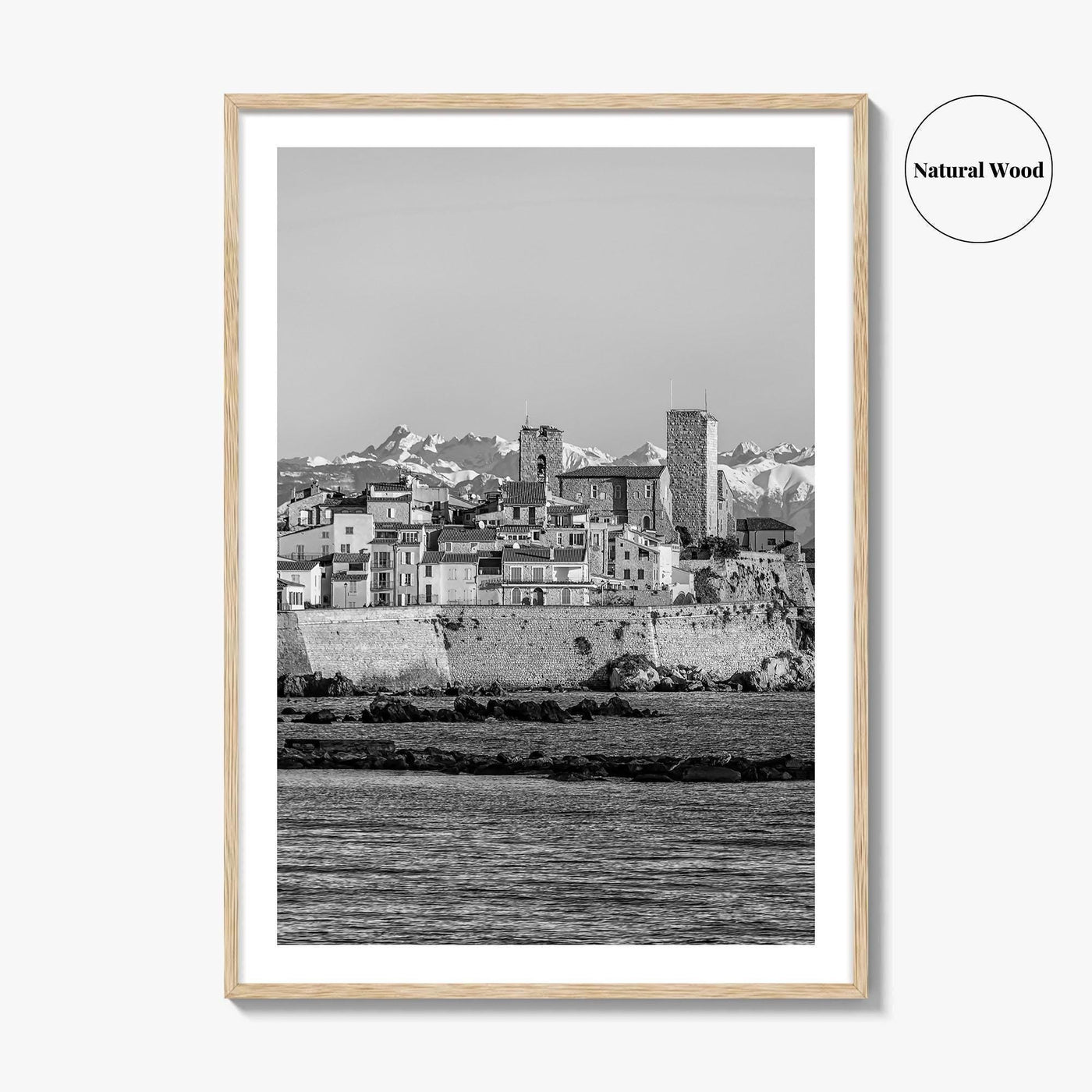 Antibes Black and White Fine Art Photo Print, French Riviera Coastline, France Poster