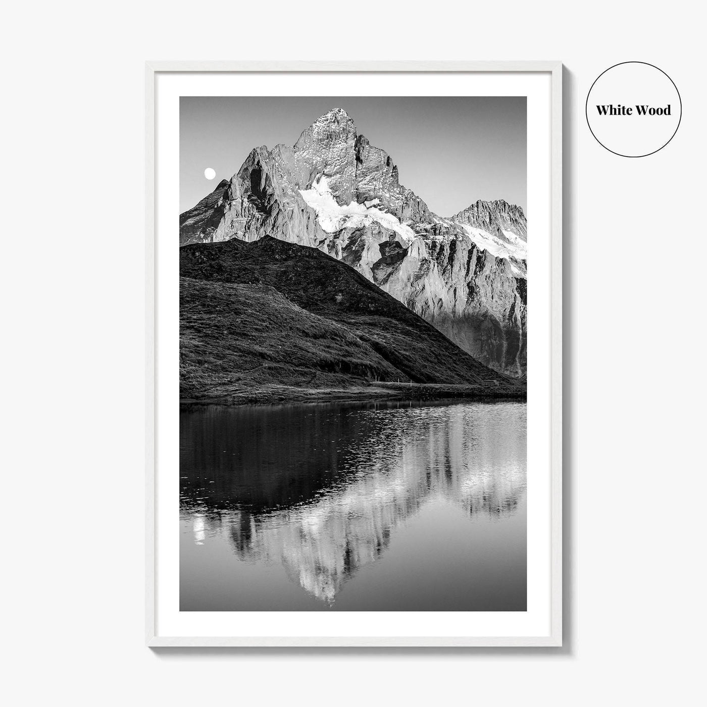 Bachalpsee Black and White Fine Art Photo Print, Bachalp Lake, Grindelwald, Switzerland Poster