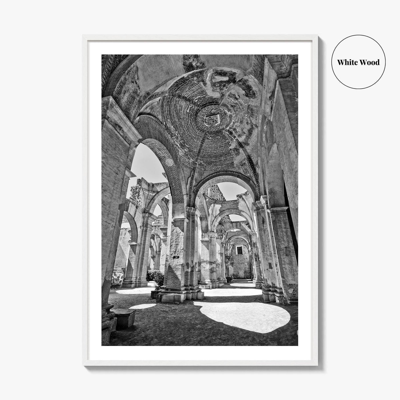 Antigua Guatemala Black and White Fine Art Photo Print, San Jose Cathedral Poster