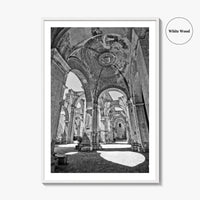 Antigua Guatemala Black and White Fine Art Photo Print, San Jose Cathedral Poster