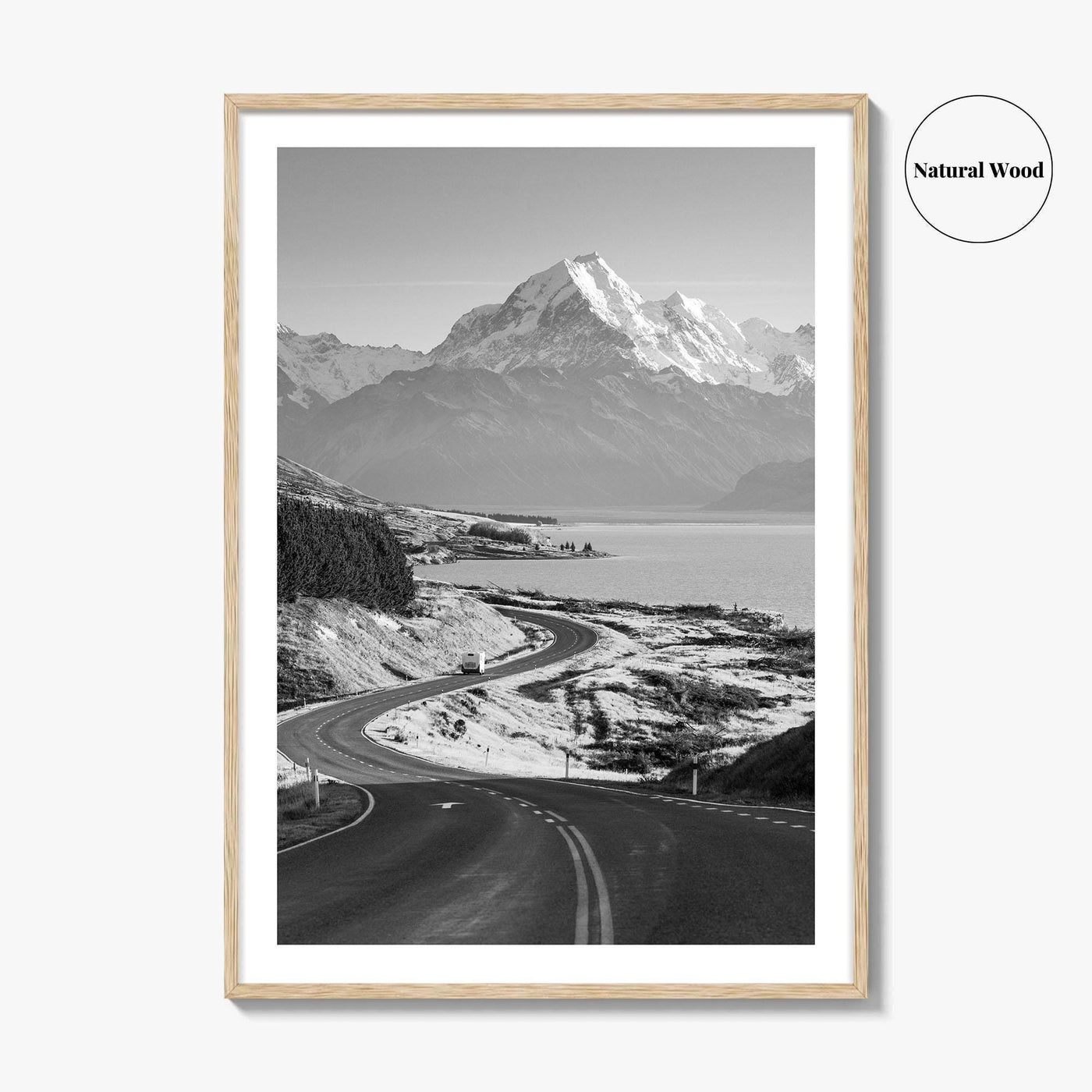 Aoraki Mount Cook Black and White Fine Art Photo Print, New Zealand, South Island