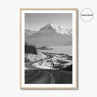 Aoraki Mount Cook Black and White Fine Art Photo Print, New Zealand, South Island