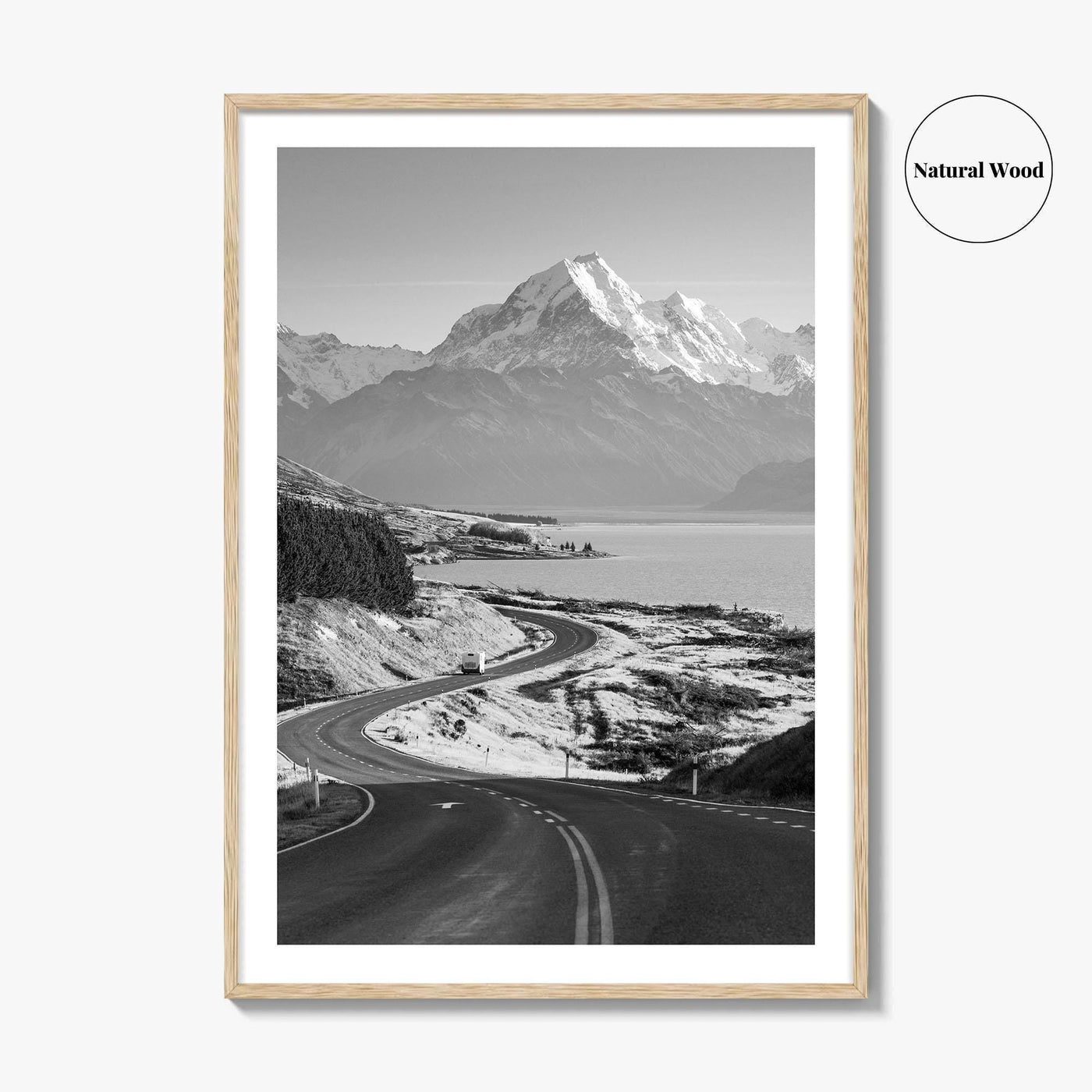 Aoraki Mount Cook Black and White Fine Art Photo Print, New Zealand, South Island