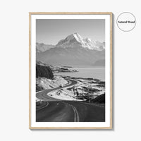 Aoraki Mount Cook Black and White Fine Art Photo Print, New Zealand, South Island