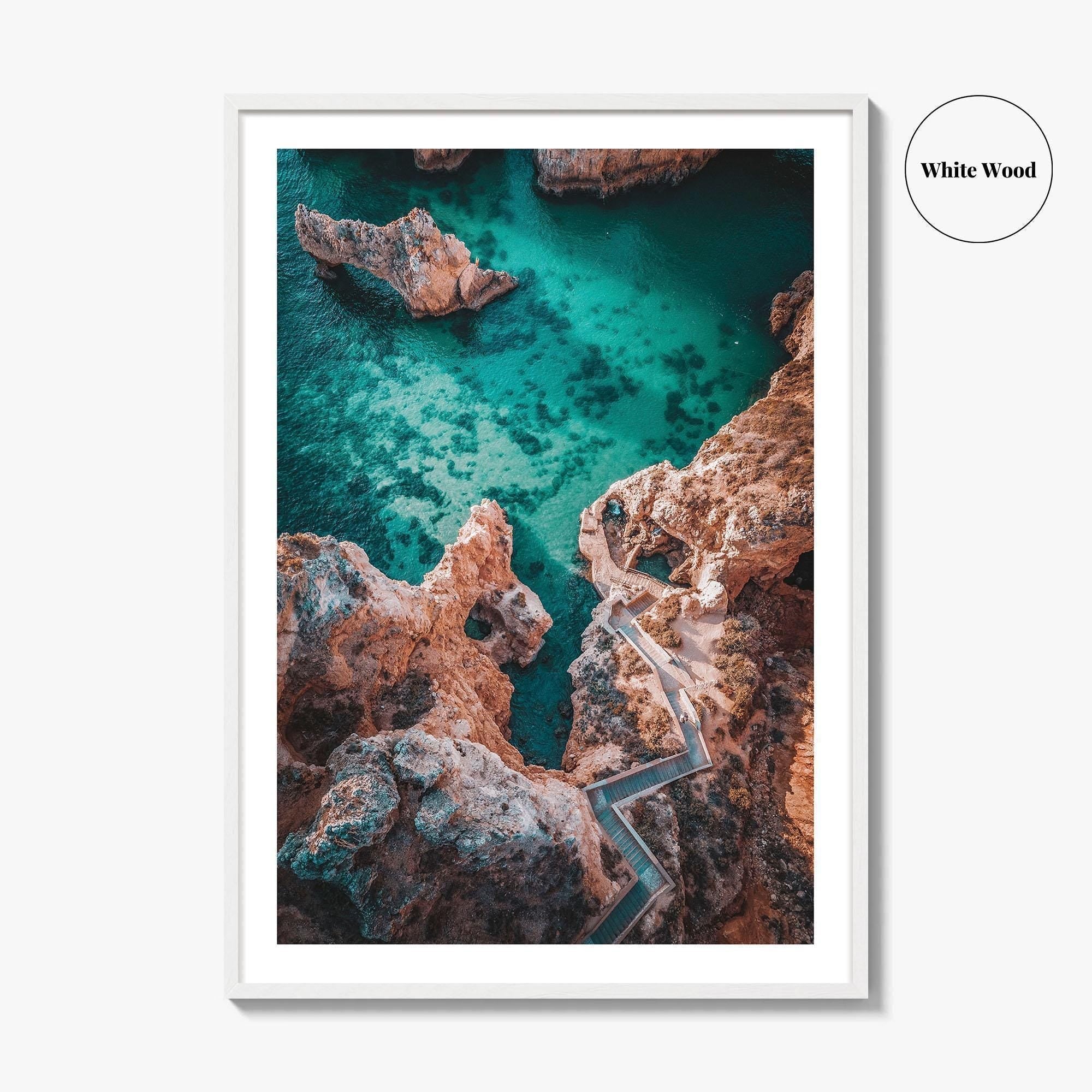 Algarve Portugal Fine Art Photo Print, Coastline Cliffs Ocean, Stairway To Sea, Poster