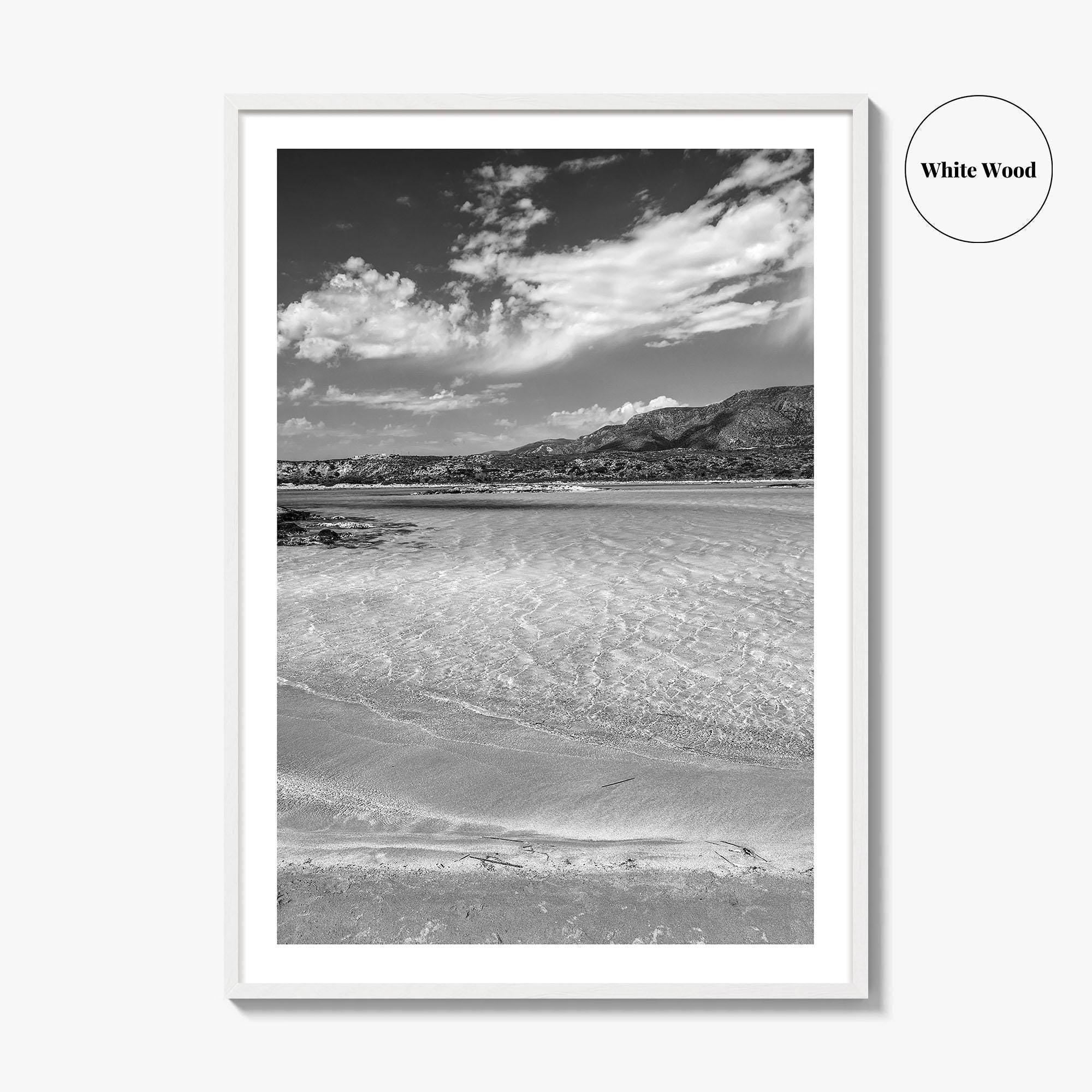 Elafonissi Beach Black and White Fine Art Photo Print, Chania Crete Greece Poster