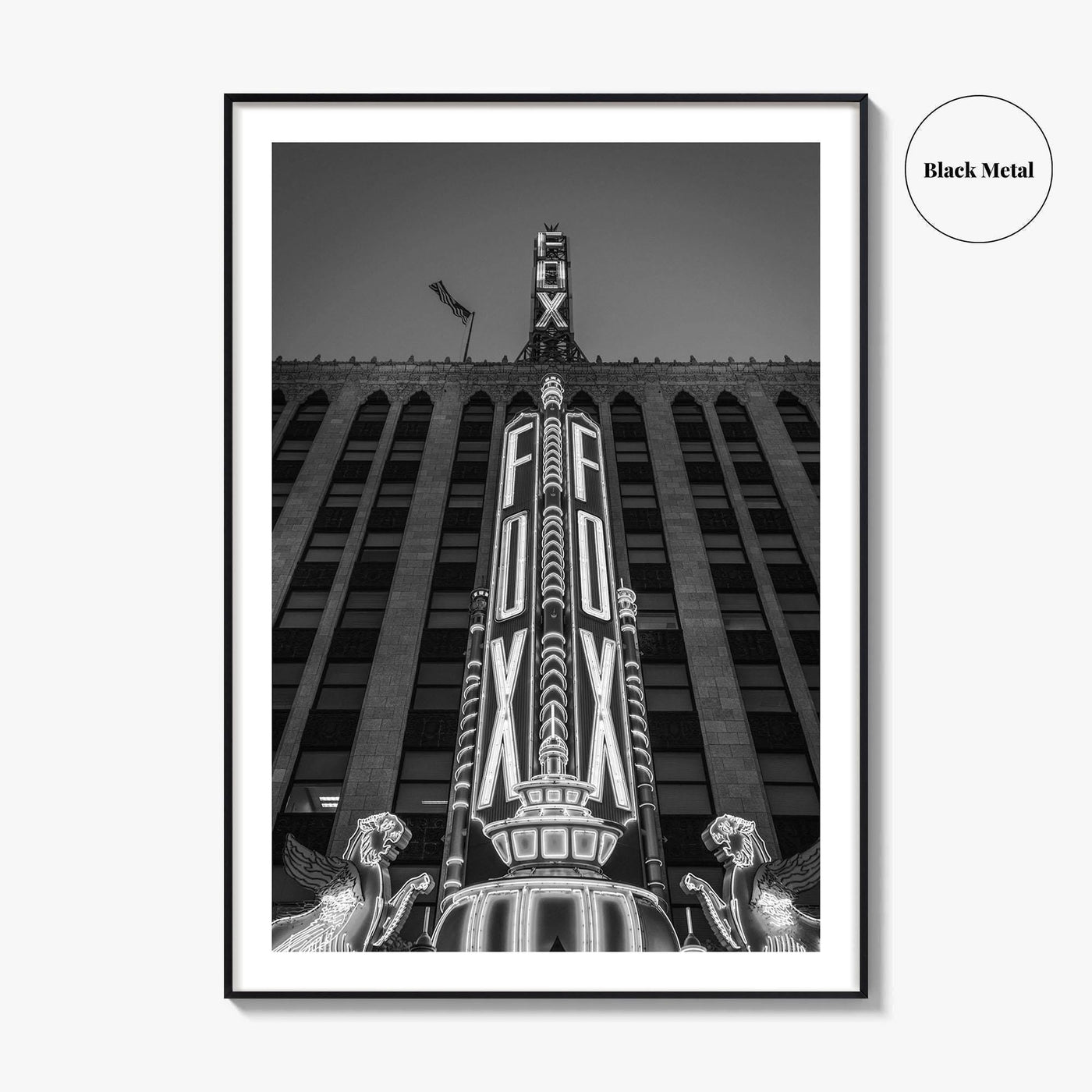 Detroit Black and White Fine Art Photo Print, Fox Theatre, Michigan USA, Poster
