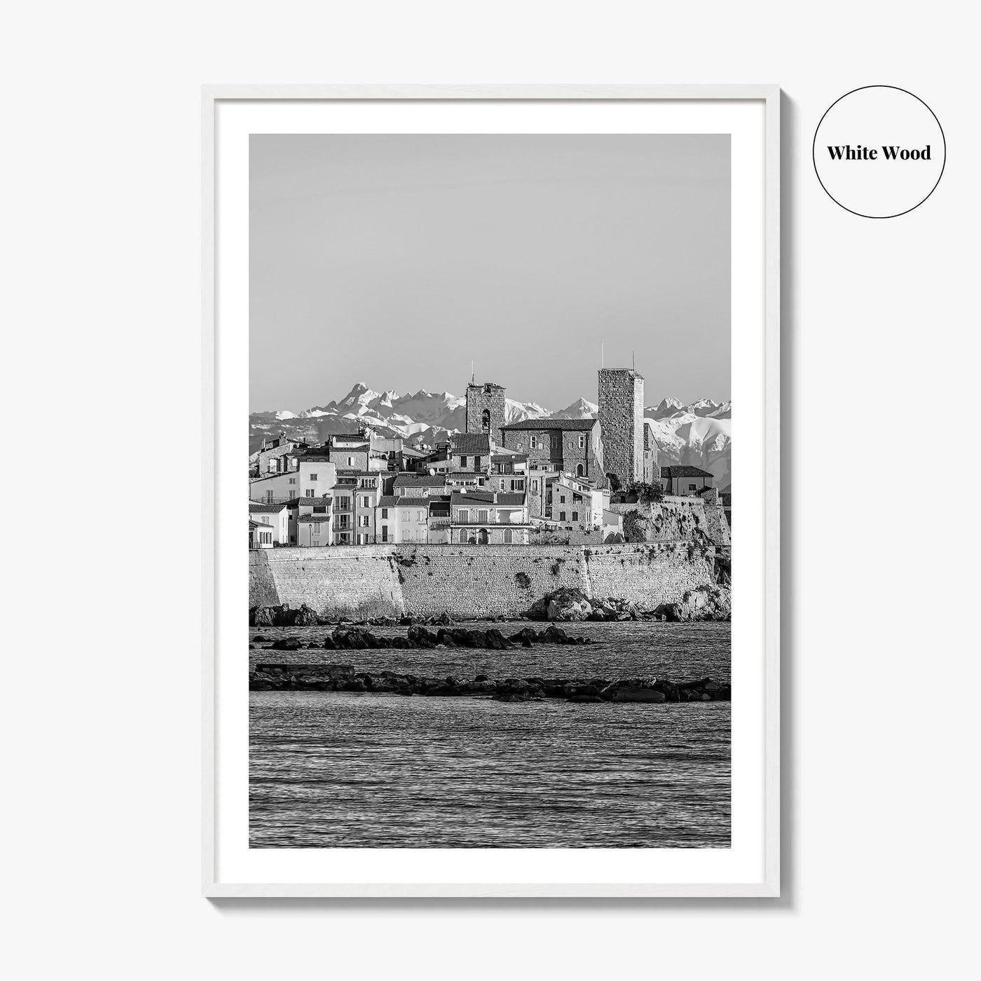 Antibes Black and White Fine Art Photo Print, French Riviera Coastline, France Poster