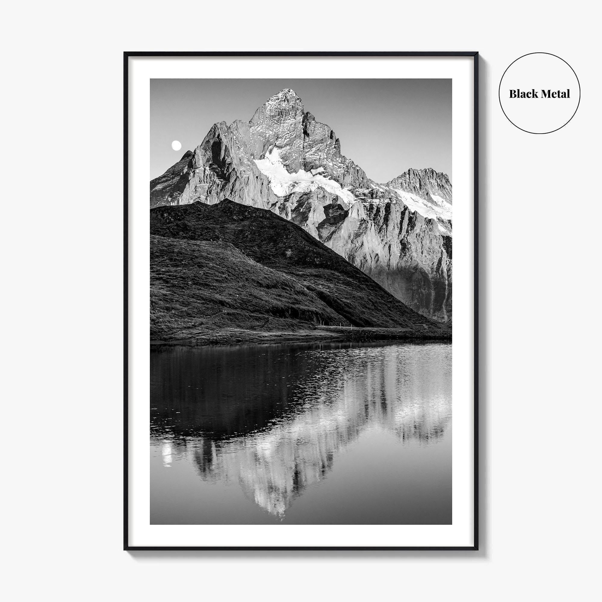 Bachalpsee Black and White Fine Art Photo Print, Bachalp Lake, Grindelwald, Switzerland Poster