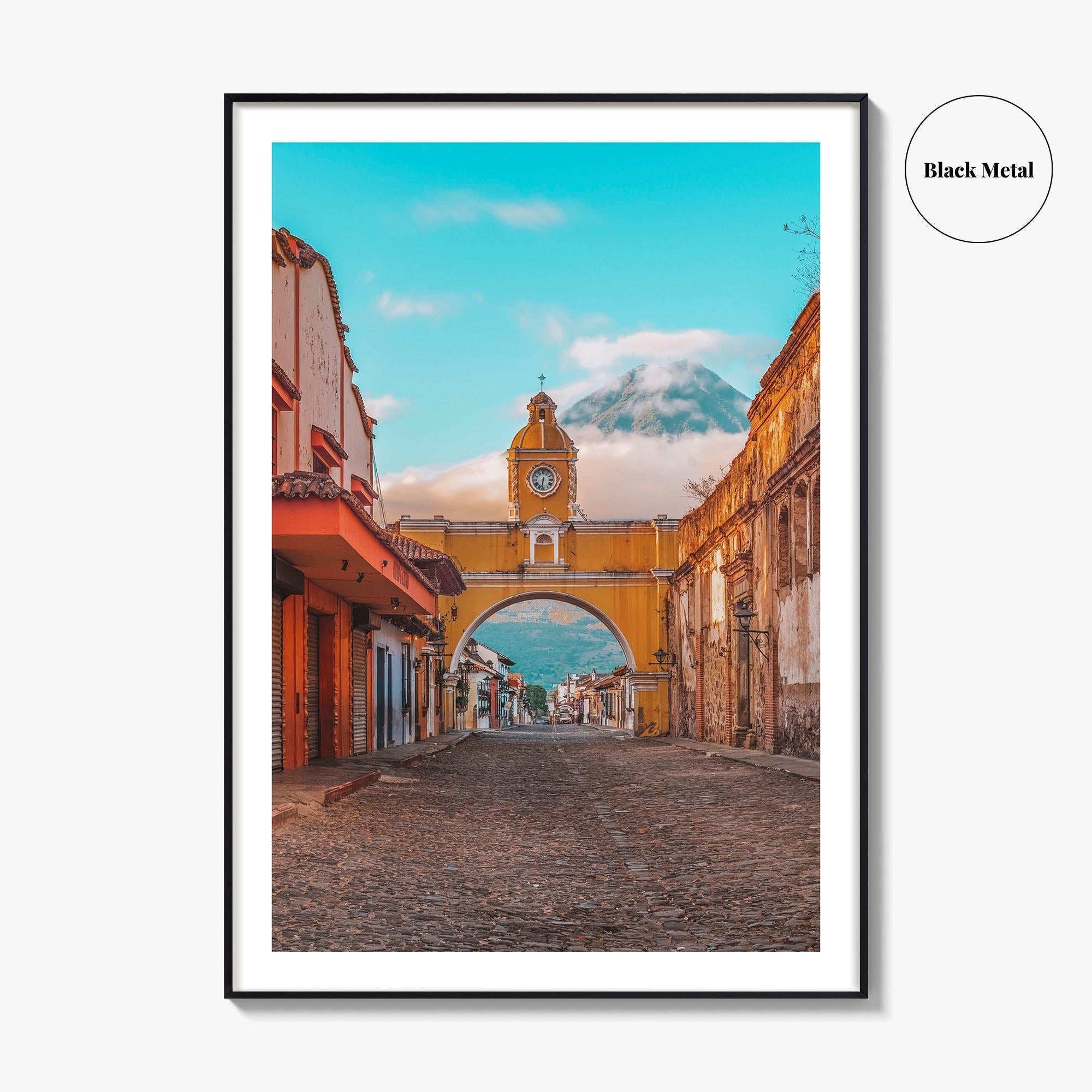 Antigua Guatemala Fine Art Photo Print, Santa Catalina Arch, Agua Volcano Poster