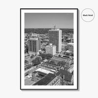 Ann Arbor Skyline Black and White Fine Art Photo Print, Michigan Poster