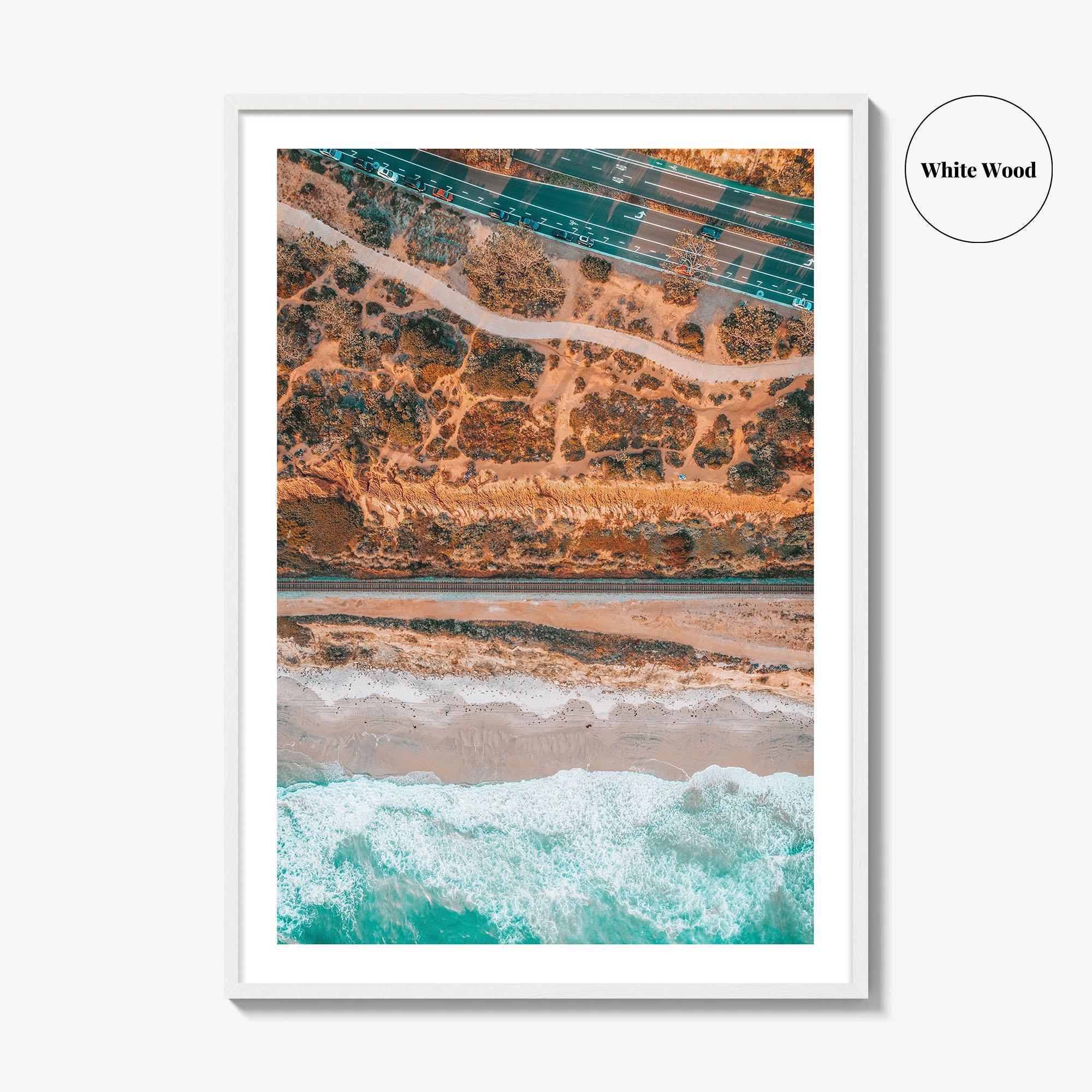 Del Mar Fine Art Photo Print, San Diego, California, Pacific Ocean Cliffs, Beach, Railroad