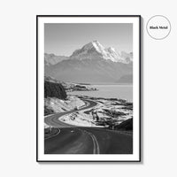 Aoraki Mount Cook Black and White Fine Art Photo Print, New Zealand, South Island