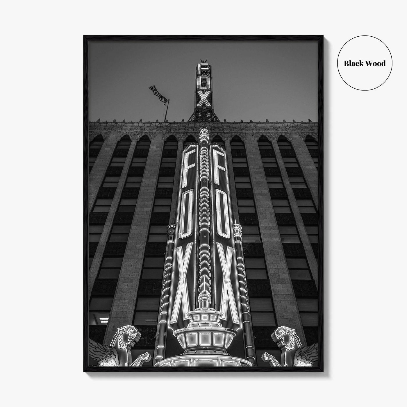 Detroit Black and White Fine Art Photo Print, Fox Theatre, Michigan USA, Poster