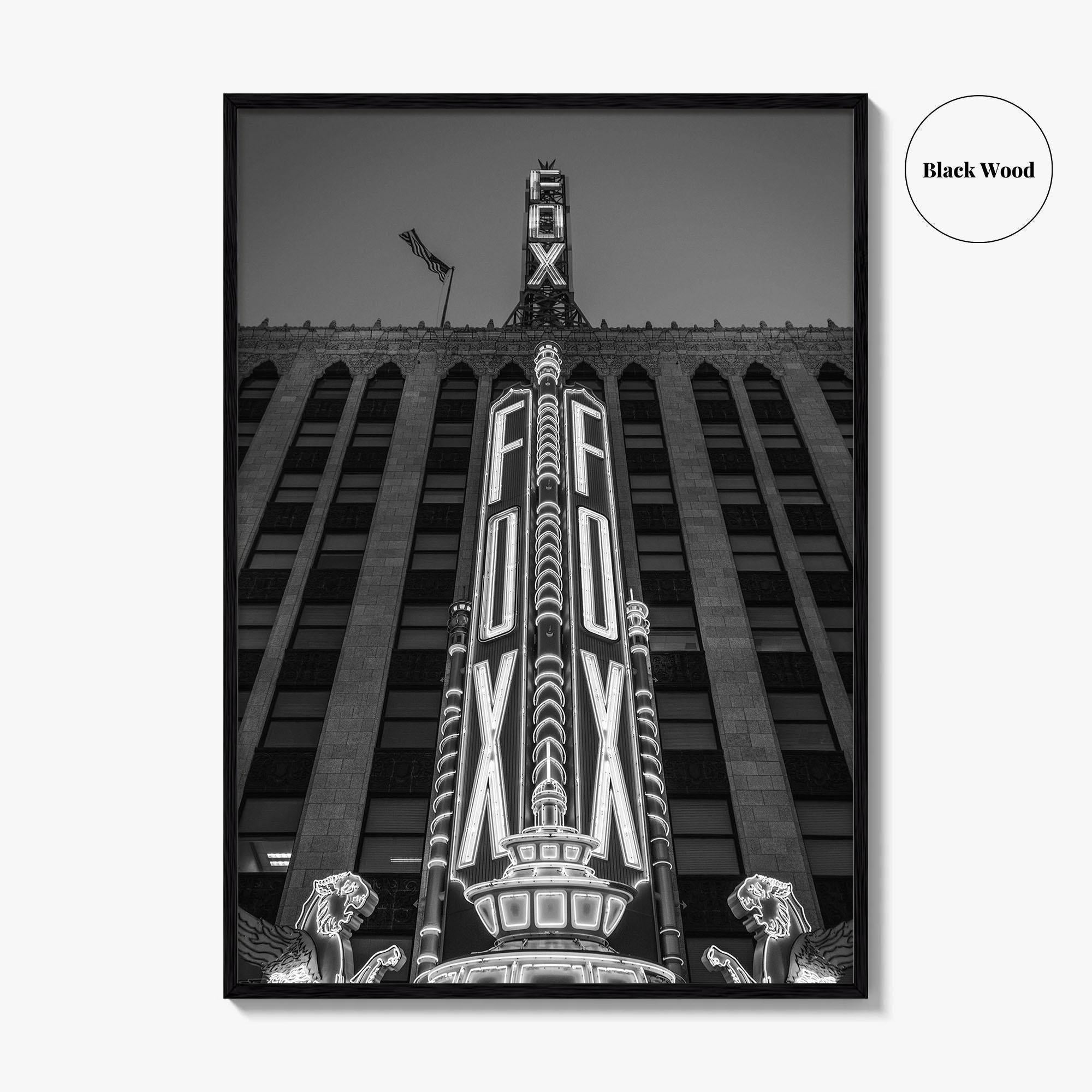 Detroit Black and White Fine Art Photo Print, Fox Theatre, Michigan USA, Poster