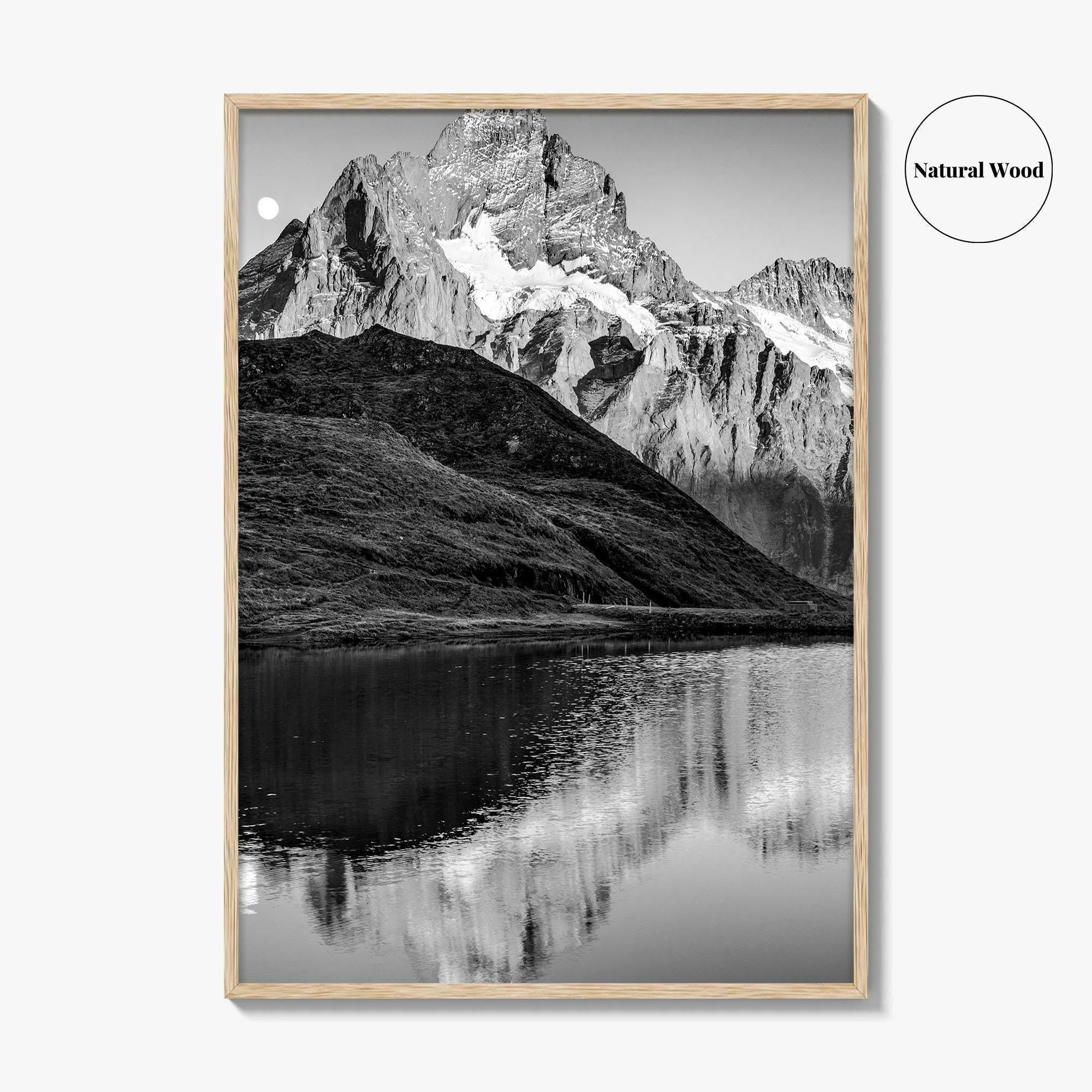 Bachalpsee Black and White Fine Art Photo Print, Bachalp Lake, Grindelwald, Switzerland Poster