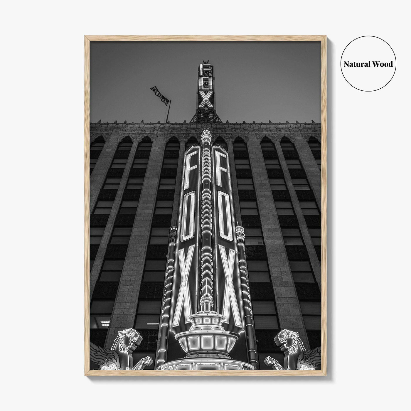 Detroit Black and White Fine Art Photo Print, Fox Theatre, Michigan USA, Poster