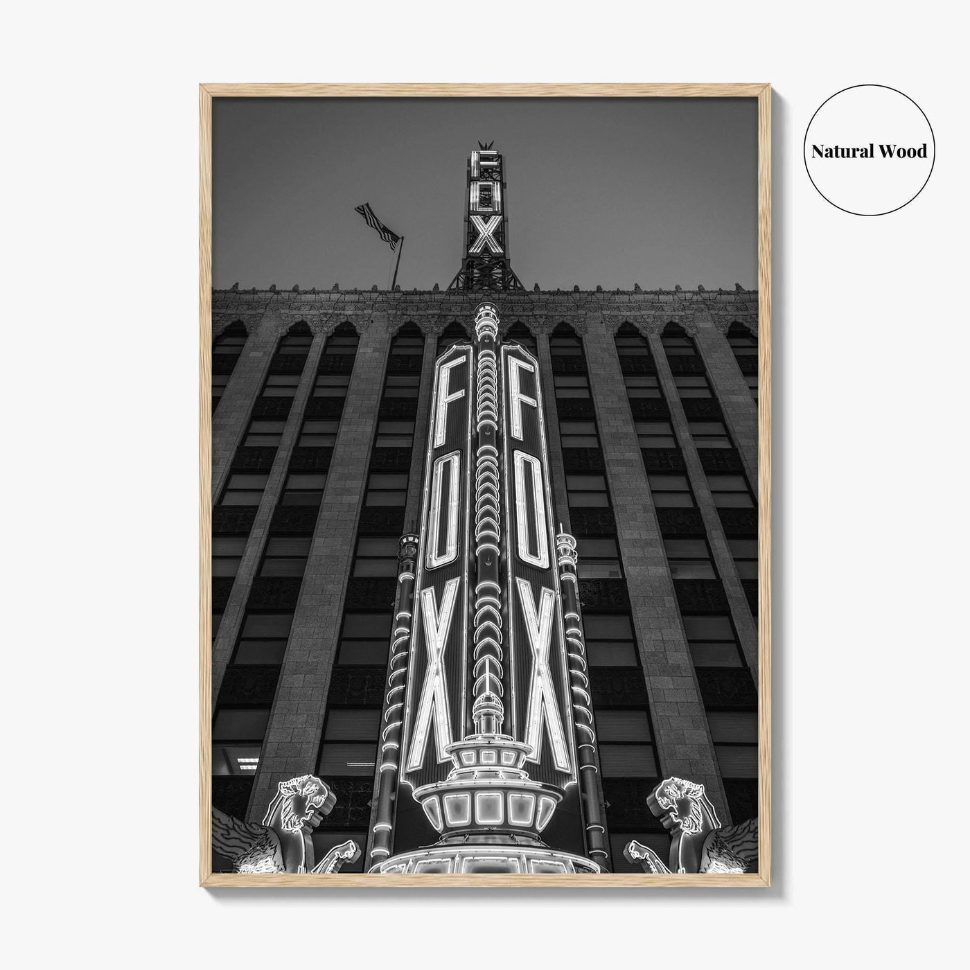 Detroit Black and White Fine Art Photo Print, Fox Theatre, Michigan USA, Poster