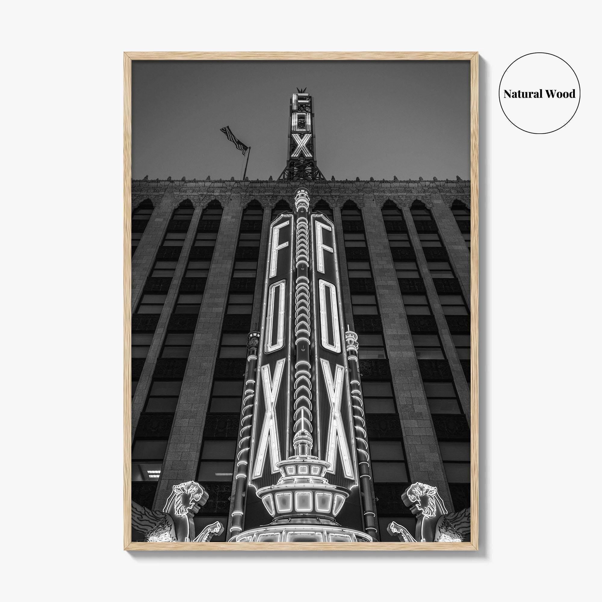 Detroit Black and White Fine Art Photo Print, Fox Theatre, Michigan USA, Poster