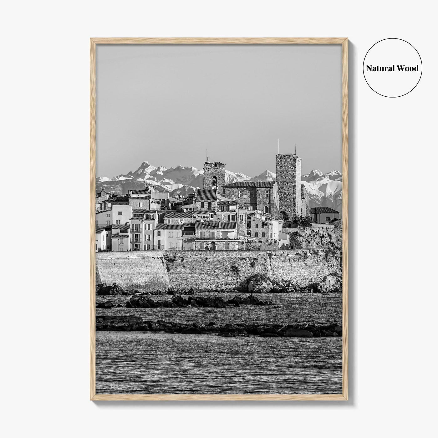 Antibes Black and White Fine Art Photo Print, French Riviera Coastline, France Poster