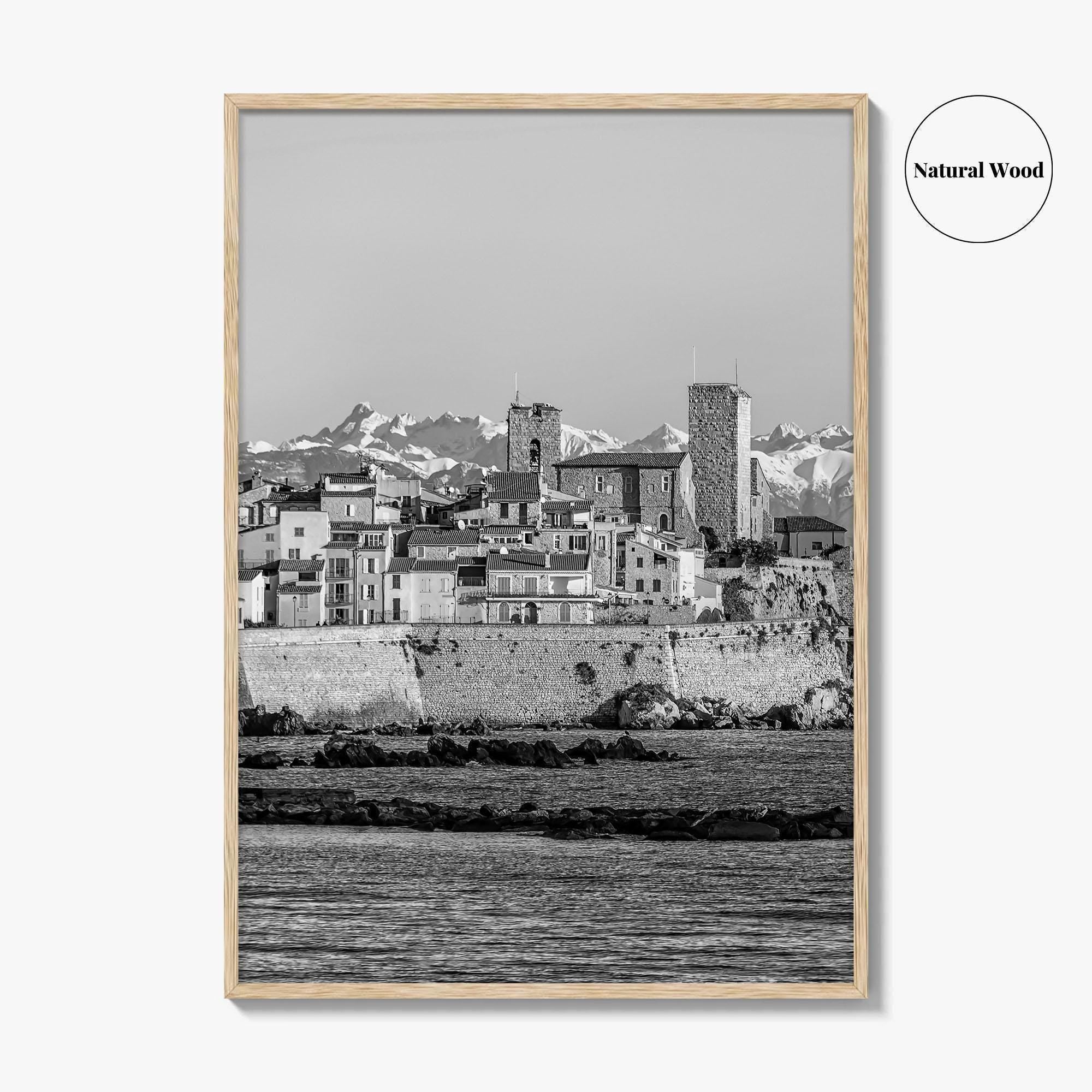 Antibes Black and White Fine Art Photo Print, French Riviera Coastline, France Poster