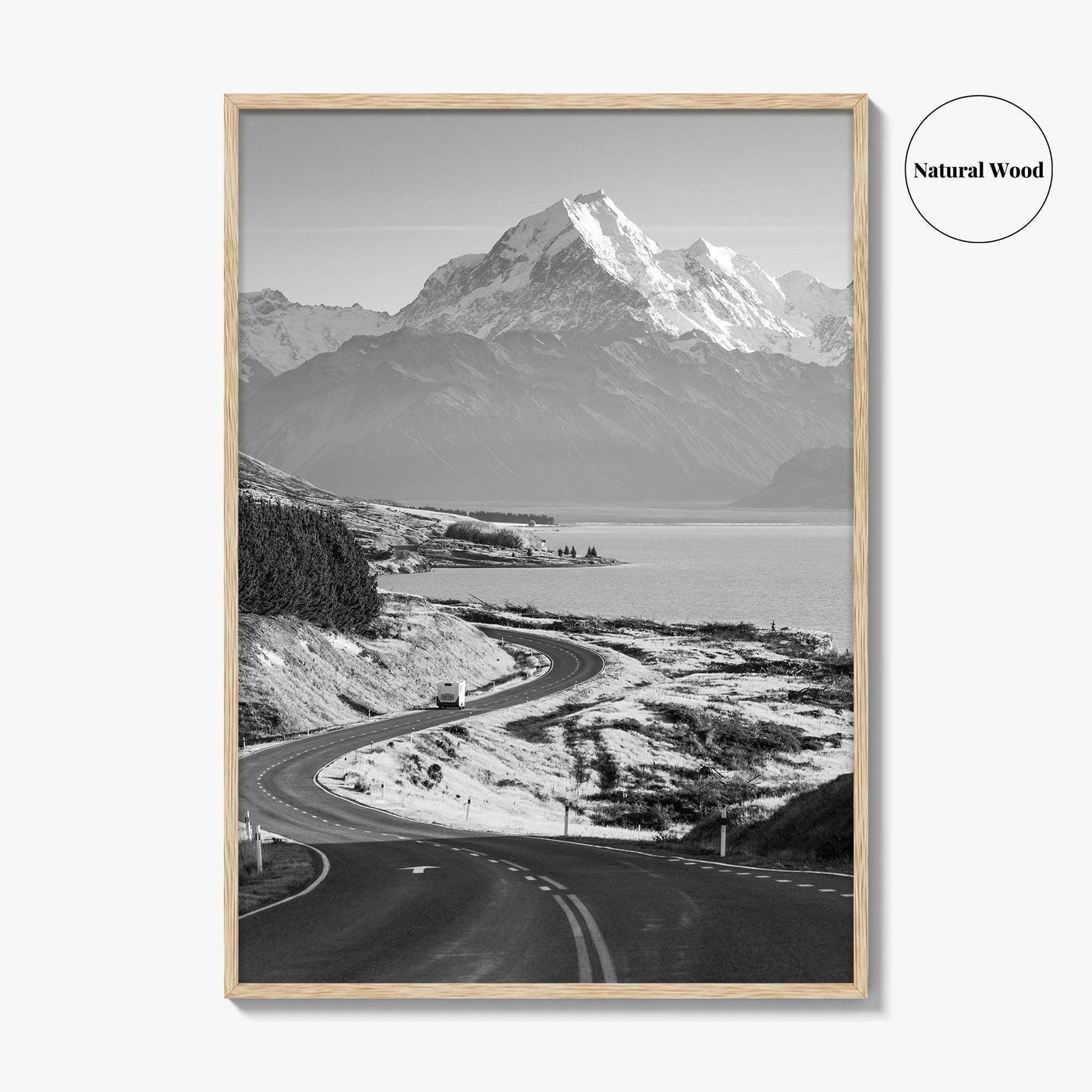 Aoraki Mount Cook Black and White Fine Art Photo Print, New Zealand, South Island