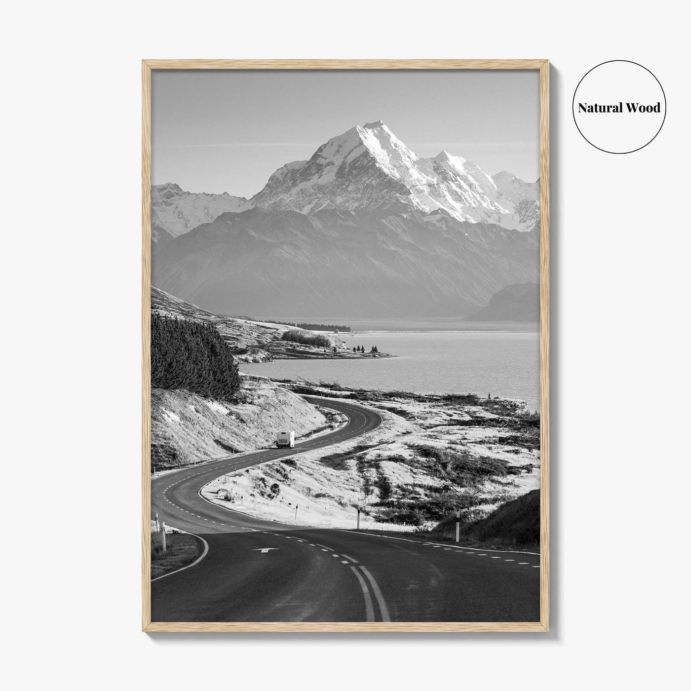 Aoraki Mount Cook Black and White Fine Art Photo Print, New Zealand, South Island