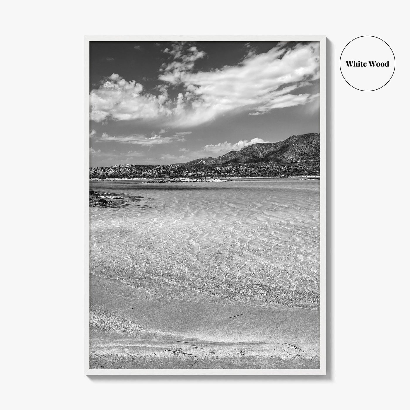 Elafonissi Beach Black and White Fine Art Photo Print, Chania Crete Greece Poster