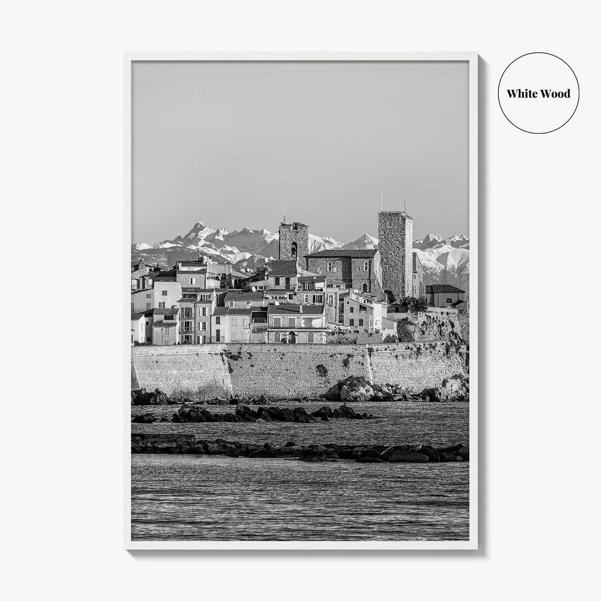 Antibes Black and White Fine Art Photo Print, French Riviera Coastline, France Poster