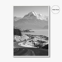 Aoraki Mount Cook Black and White Fine Art Photo Print, New Zealand, South Island
