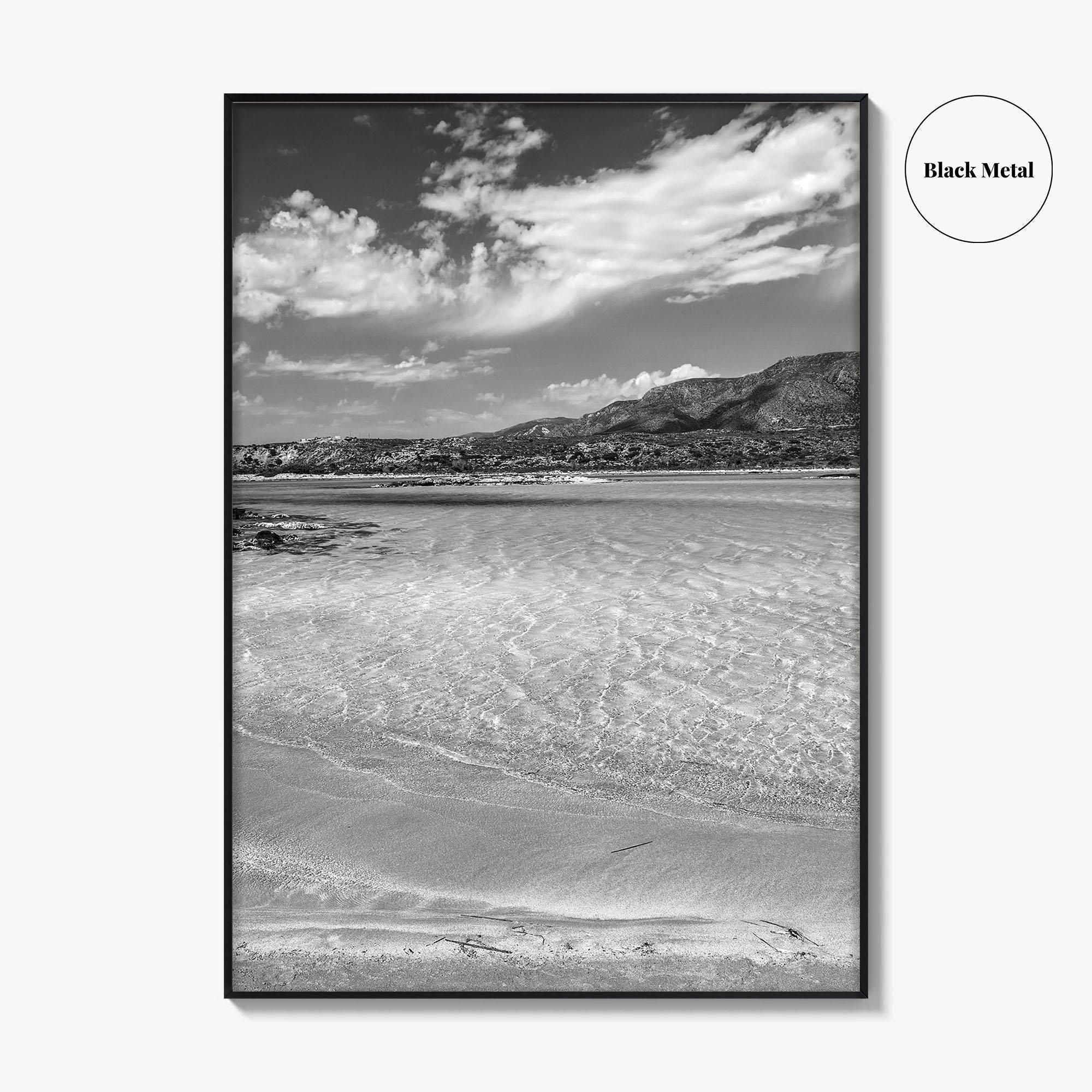 Elafonissi Beach Black and White Fine Art Photo Print, Chania Crete Greece Poster