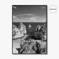 Algarve Black and White Fine Art Photo Print, Lagos Portugal Bay Poster