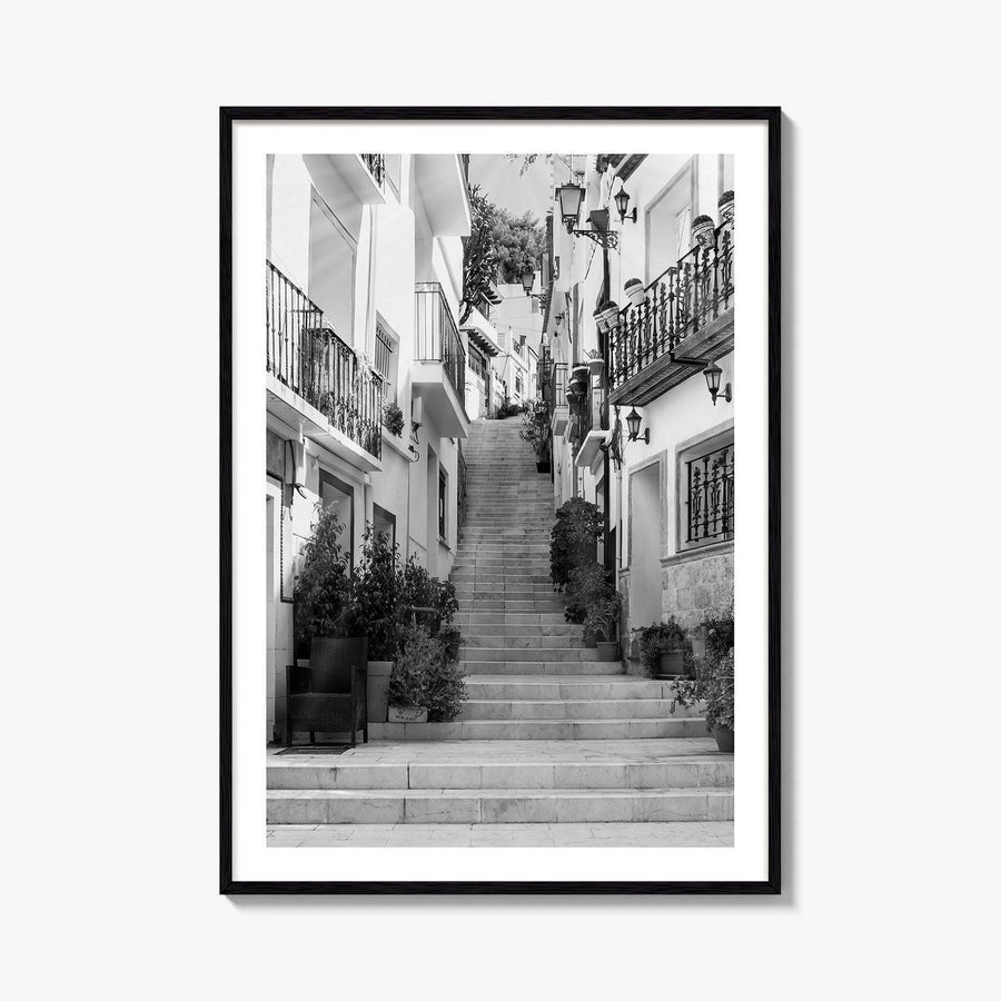 Alicante Black and White Fine Art Photo Print, Costa Blanca Spain, Santa Cruz Poster