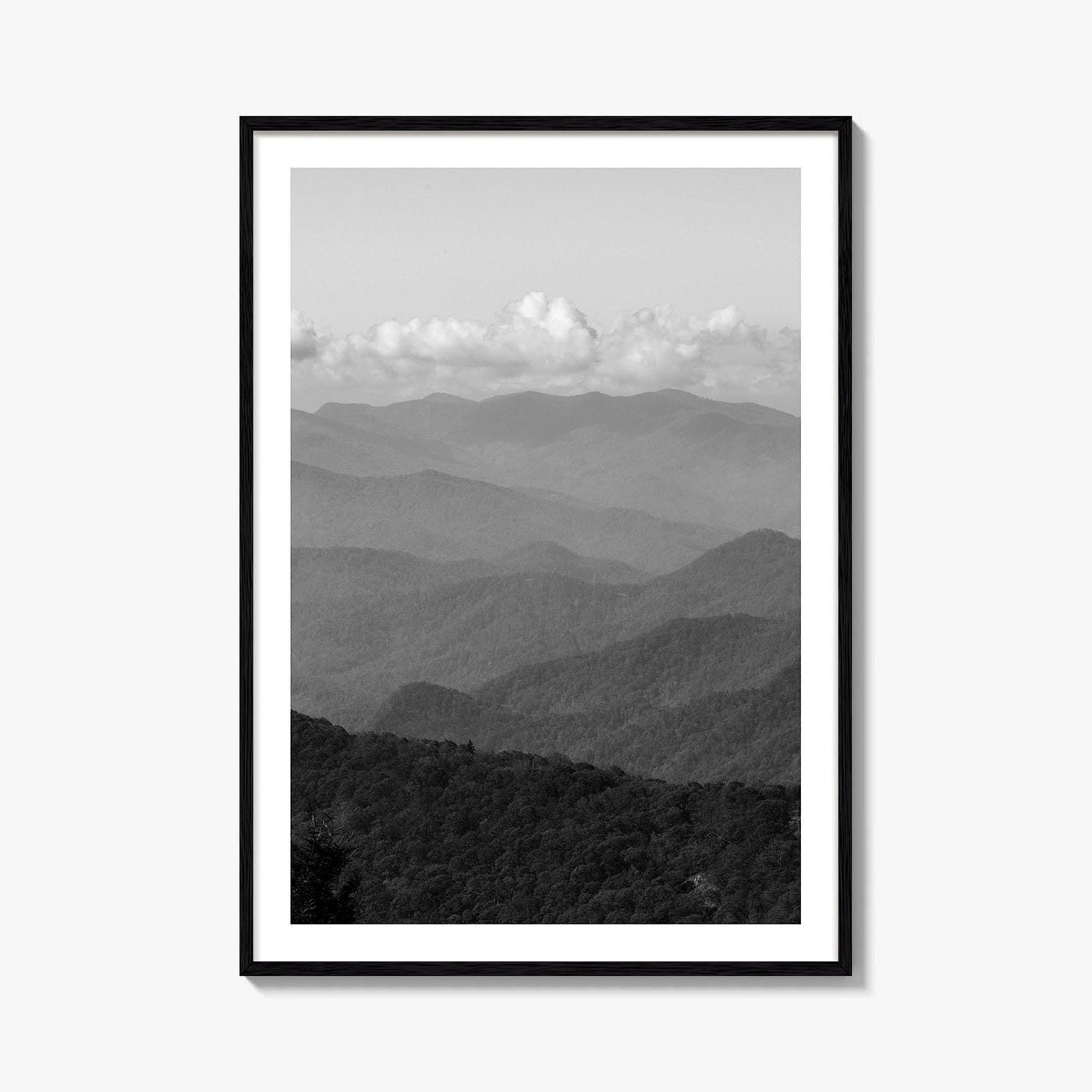 Blue Ridge Mountains Black and White Fine Art Photo Print, Smoky Mountains Poster