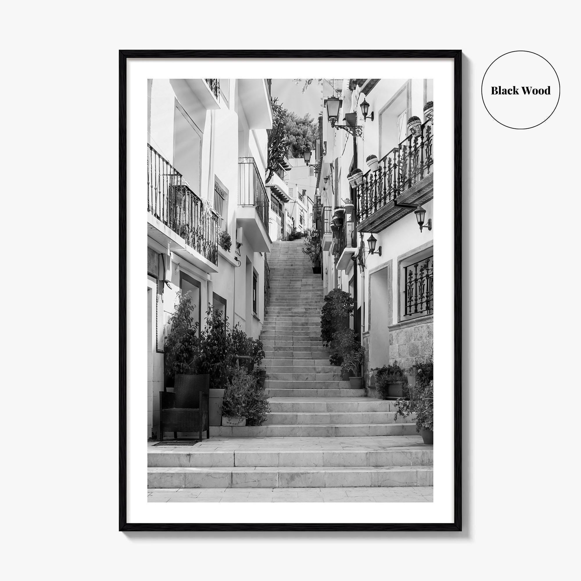 Alicante Black and White Fine Art Photo Print, Costa Blanca Spain, Santa Cruz Poster