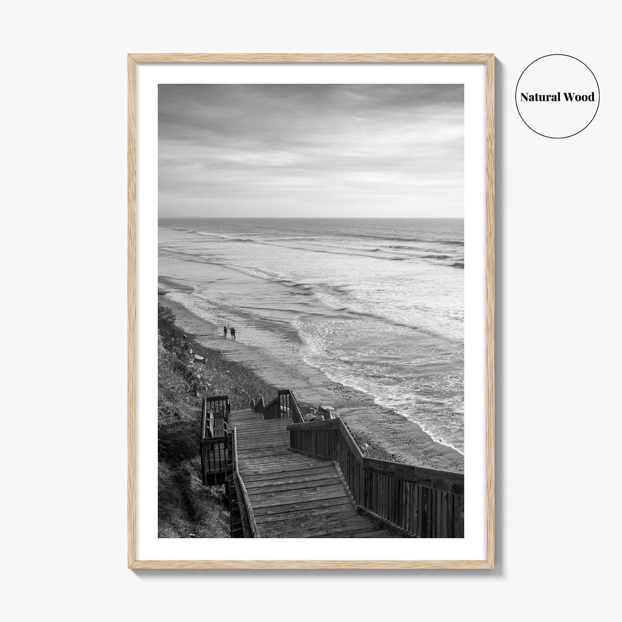 Encinitas Black and White Fine Art Photo Print, San Elijo State Beach Poster