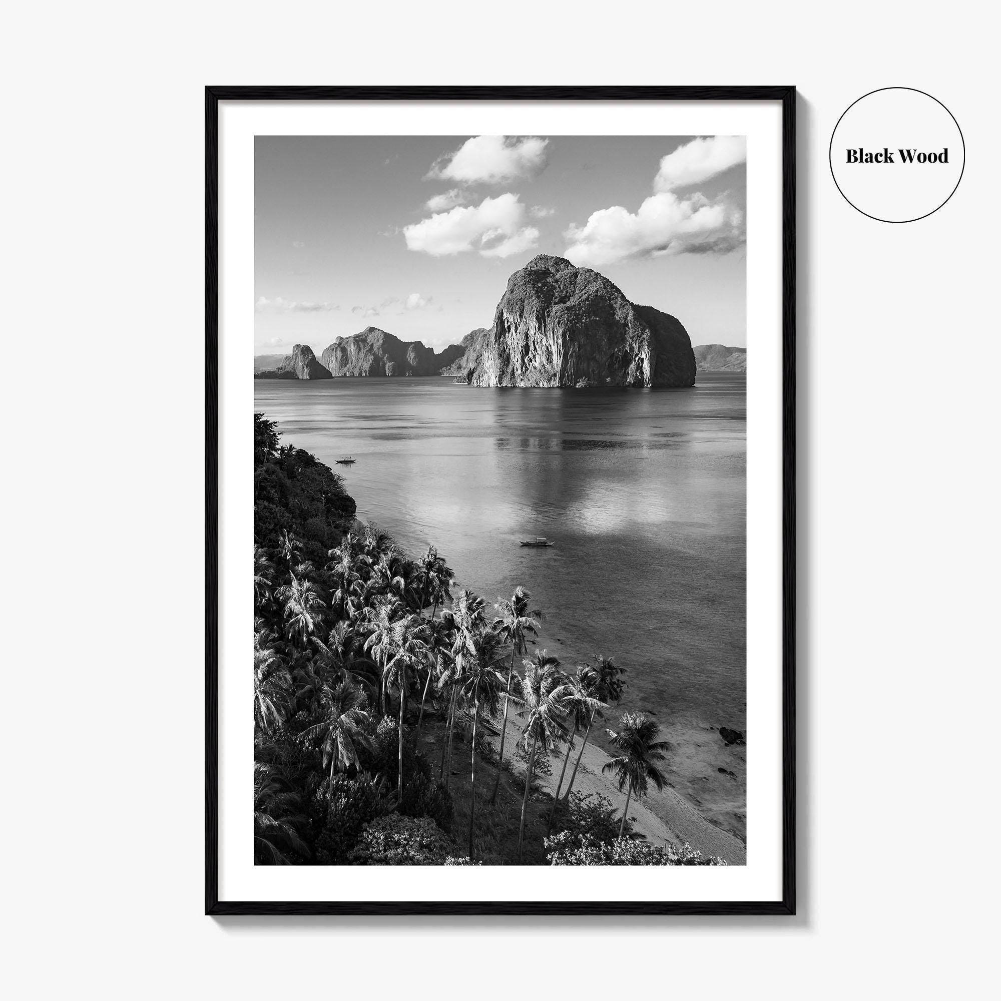 El Nido Black and White Fine Art Photo Print, Palawan Poster, Las Cabanas Beach