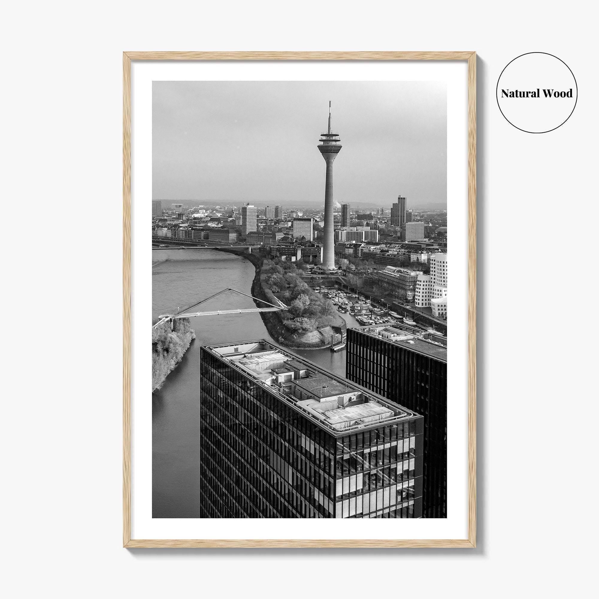 Dusseldorf Skyline Black and White Fine Art Photo Print, Medienhafen Germany Wall Art