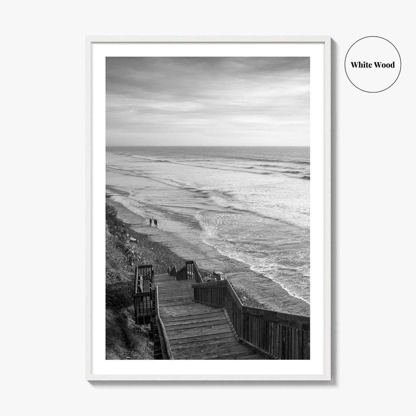 Encinitas Black and White Fine Art Photo Print, San Elijo State Beach Poster