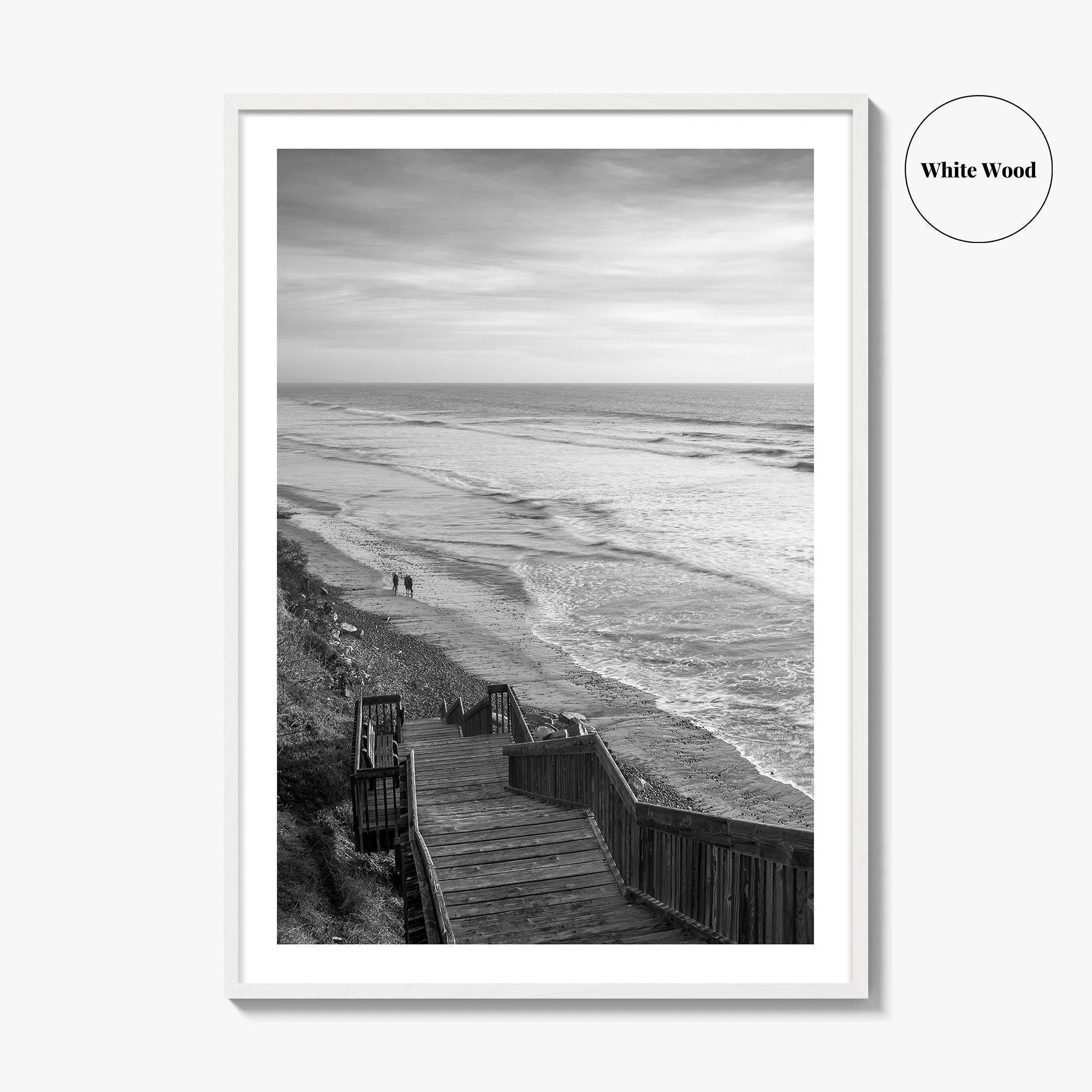 Encinitas Black and White Fine Art Photo Print, San Elijo State Beach Poster
