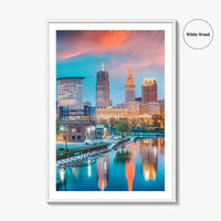Cleveland Skyline Fine Art Photo Print, Ohio, USA, Cuyahoga River, Wall Poster