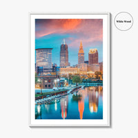 Cleveland Skyline Fine Art Photo Print, Ohio, USA, Cuyahoga River, Wall Poster