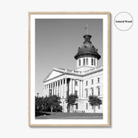 Columbia SC Black and White Fine Art Photo Print, South Carolina State House Poster