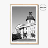 Columbia SC Black and White Fine Art Photo Print, South Carolina State House Poster