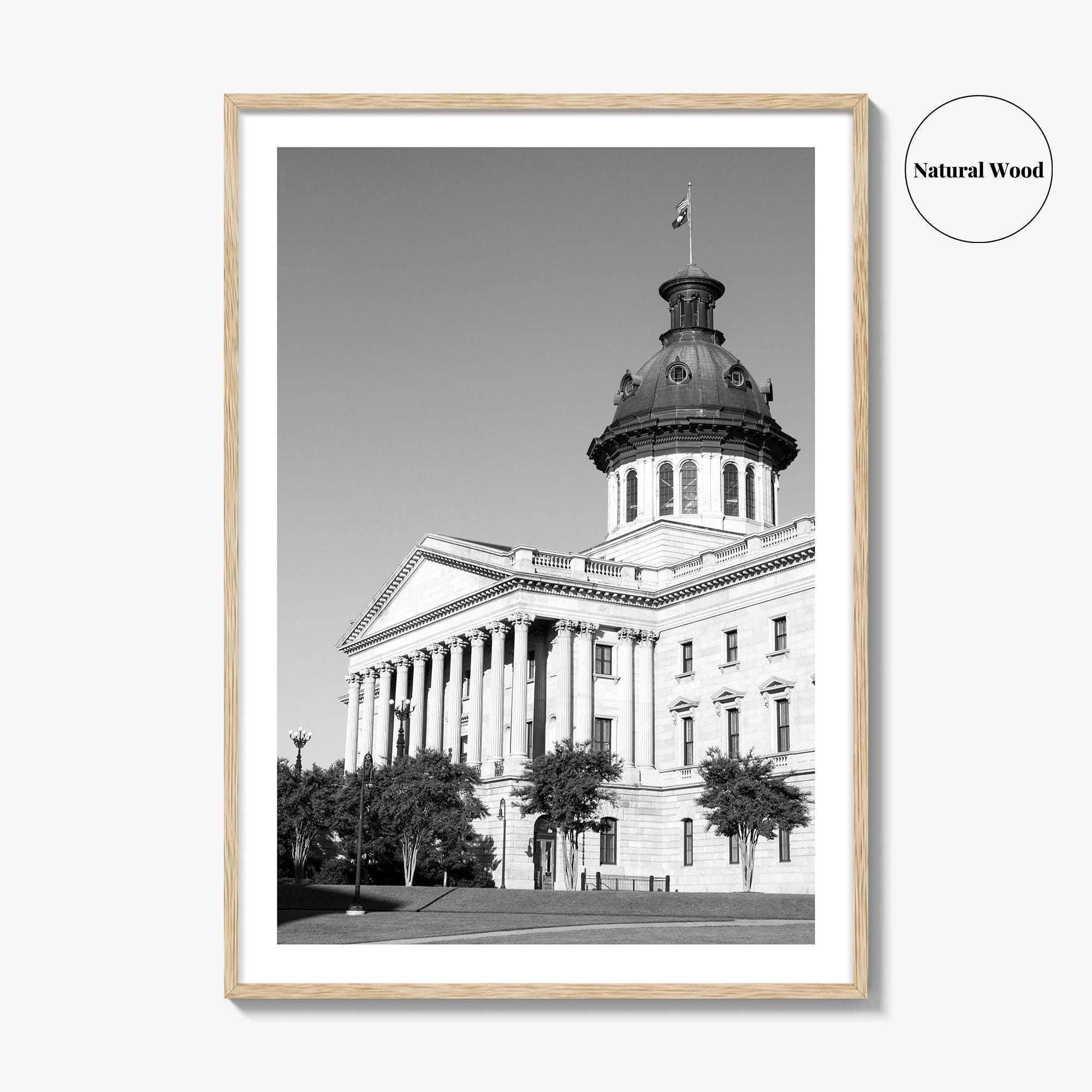 Columbia SC Black and White Fine Art Photo Print, South Carolina State House Poster