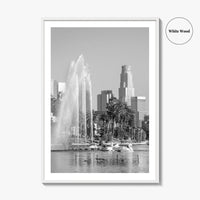 Echo Park Black and White Fine Art Photo Print, Los Angeles Skyline Poster